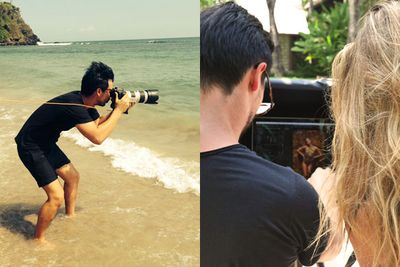 Steven gets his feet wet as he tries to get the perfect shot - and reviews the results with Jen.
