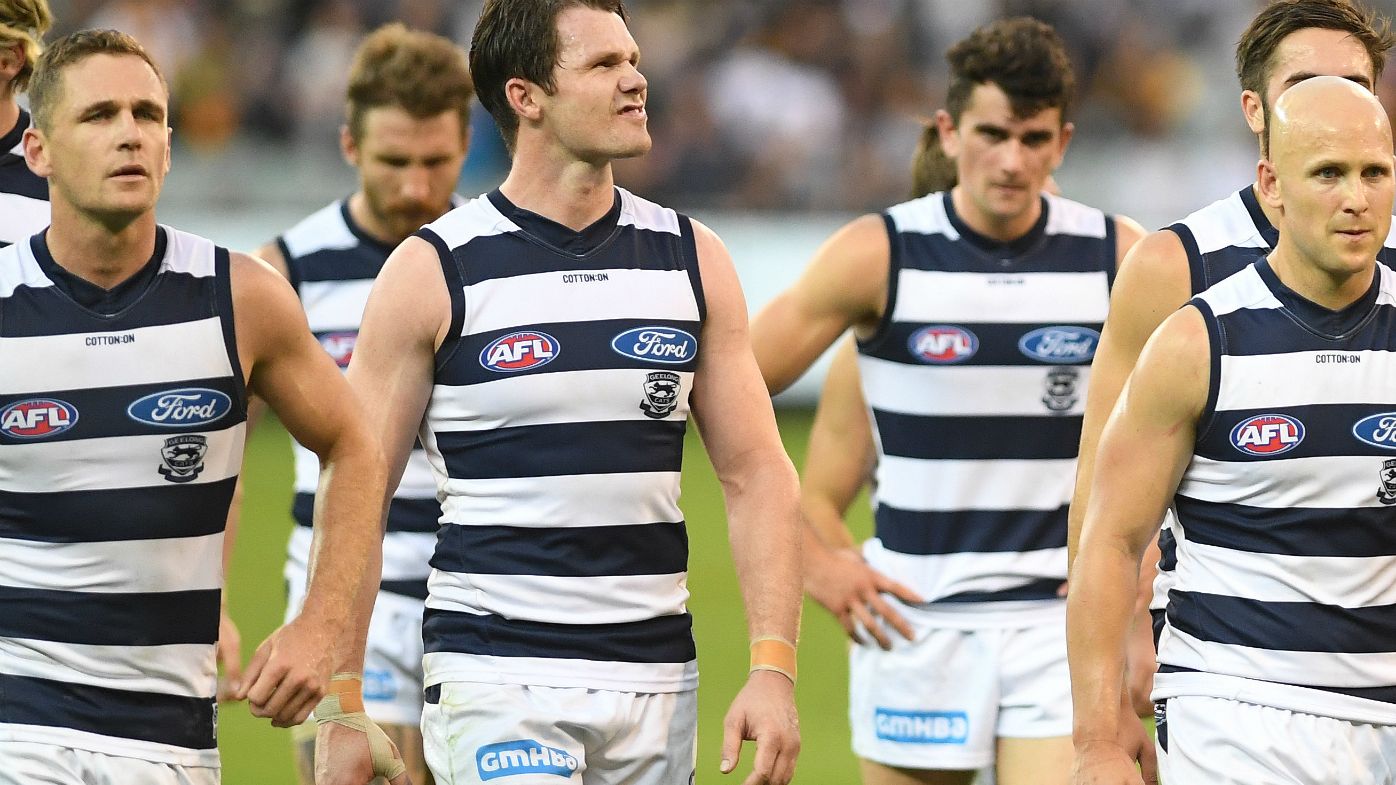 Joel Selwood, Patrick Dangerfield and Gary Ablett of the Cats