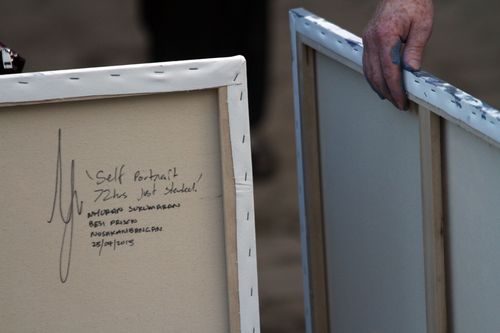 A handwritten note on the back of one of Sukumaran's self portraits reads, “72 Hours Just Started”. (AAP)
