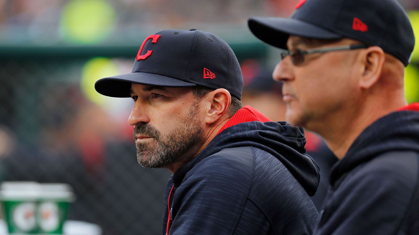 Cleveland Indians pitching coach Mickey Callaway, left, watches with manager Terry Francona during game against the Detroit Tigers in 2017. 