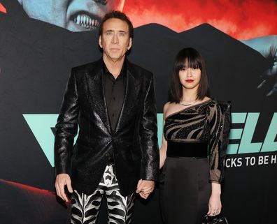 NEW YORK, NEW YORK - MARCH 28: Nicolas Cage and Riko Shibata attend the premiere of Universal Pictures' "Renfield" at Museum of Modern Art on March 28, 2023 in New York City. (Photo by Dia Dipasupil/Getty Images)