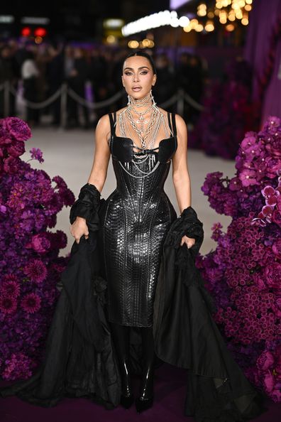 LONDON, ENGLAND - OCTOBER 22: Kim Kardashian attends the "All's Fair" London Premiere at Odeon Luxe Leicester Square on October 22, 2025 in London, England. (Photo by Gareth Cattermole/Getty Images)