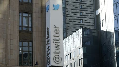 A Twitter headquarters sign is shown in San Francisco, Friday, Nov. 4, 2022. 
