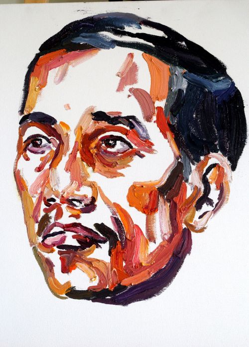'You can turn off Myu’s imagination, but you will never kill the memory of them,” Australian artist Ben Quilty addressed Indonesian President Joko Widodo in a Facebook post, just hours before the executions. Sukumaran painted this portrait of the Indonesian leader and wrote “People can change” on the back of the canvas. (AAP)