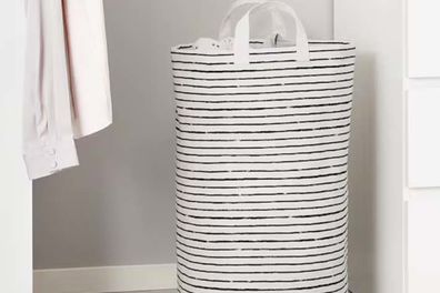 The $15 KLANKA laundry bag was a must, the couple says.