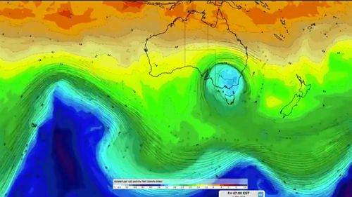 A blast of cold air from the Antarctic will hit Victoria on Thursday with a maxiumum temperature of just 13 degrees forecast for Melbourne. (WEATHERZONE)