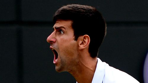 Novak Djokovic during his fourth-round win at Wimbledon. (AAP)