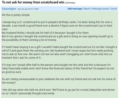 Woman wins money in scratch card