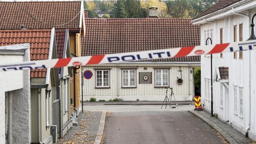 Police continue work in Kongsberg after a man killed five people on Wednesday.