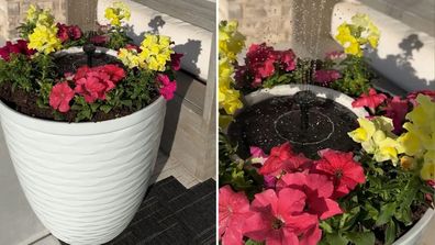 DIY water fountain made using plant pots