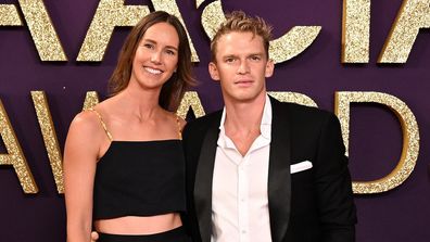 Emma McKeon and Cody Simpson at the 2025 AACTA Awards on February 7, 2025 in Gold Coast, Australia.