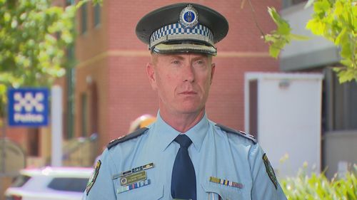 Superintendent Brendan Gorman, Blacktown Police Area Commander speaking at a press conference.