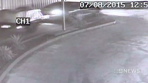 CCTV shows the robbers leaving the shop. (9NEWS)