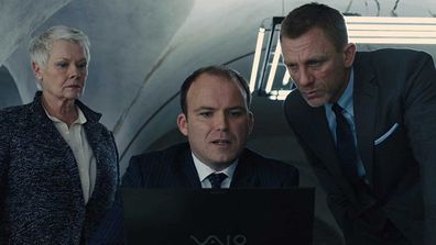 Rory Kinnear, James Bond and Judi Dench in Skyfall.