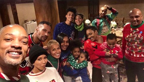 The Smith family's cheesy Christmas sweater post. (Instagram)