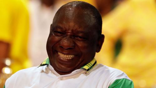 The newly elected African National Congress (ANC) President, Cyril Ramaphosa, reacts after it was announced that he had won the vote. (AP)