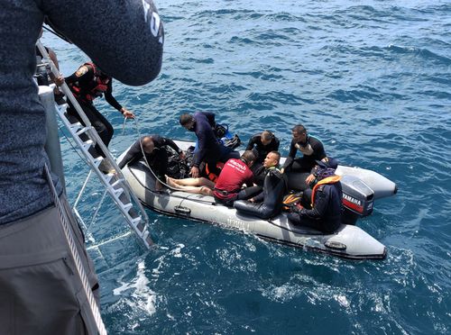 Thai authorities have resumed a search for 23 missing people following a tragic tourist boat sinking this week. Picture: AAP.