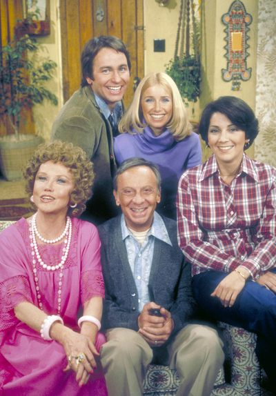 Three's Company, now and then, cast, gallery, John Ritter, Joyce DeWitt, Suzanne Somers, Audra Lindley, Norman Fell