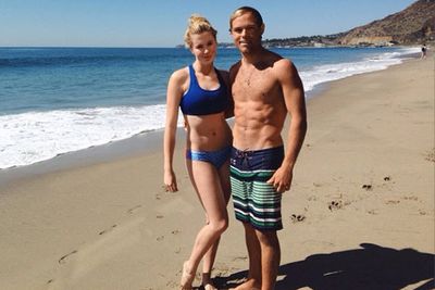 Kim Basinger and Alec Baldwin's 17-year-old model daughter hit the beach with boyfriend Slater Trout.<br/><br/>Image: Snapper