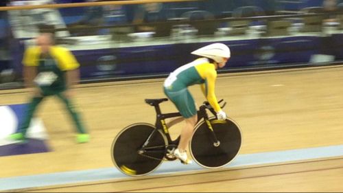 For the win: Anna Meares cycles to victory at the Commonwealth Games in Glasgow.