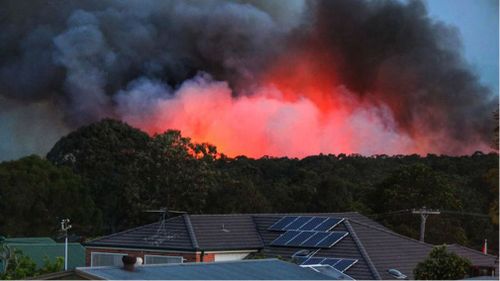 Homes in direct view of a fire at Richmond Vale. (JWMEDIA)