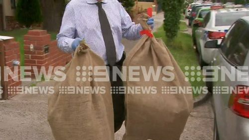 Cannabis plants were removed from the Preston home today. (9NEWS)