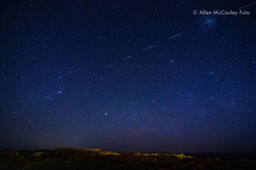 Elon Musk's Starlink satellite train passes over western Victoria.