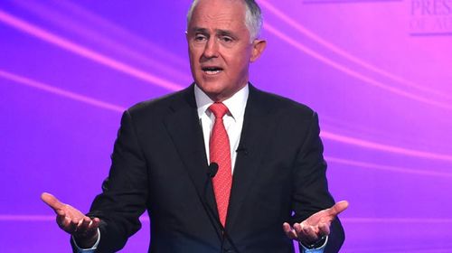 Malcolm Turnbull during the leader's debate on Sunday. (AAP)