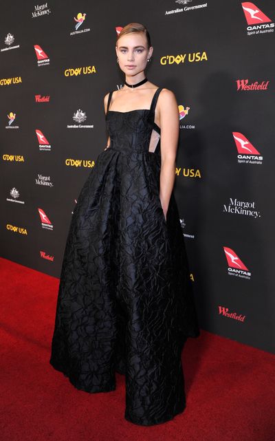 Actress Lucy Fry wearing Aussie designer Alex Perry