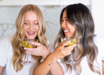 SIP'ER's founders Bree Nicholls and Jenny Cheng drinking dirty martinis