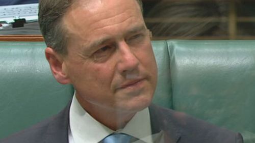 Greg Hunt sheds a tear as Scott Morrison pays tribute to him.