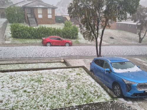 Parts of NSW have been blanketed white in hail.