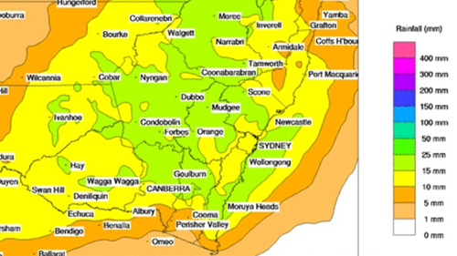 Rain will fall over vast swathes of NSW from this evening as a series of cold fronts sweep east. 