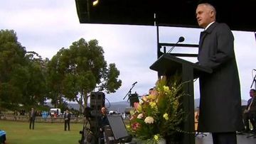 Prime Minister Malcolm Turnbull addressing the memorial service today. (9NEWS)