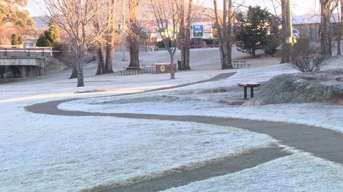 Frost covered wide ares of Queensland throughout the morning. Image: 9News