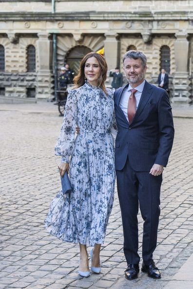 HELSINGOR, DENMARK - MAY 7: King Frederik X of Denmark and Queen Mary of Denmark arrive to attend UN Chief Executives Board Dinner at Kronborg Castle on May 7, 2025 in Helsingor, Denmark. (Photo by Martin Sylvest Andersen/Getty Images)