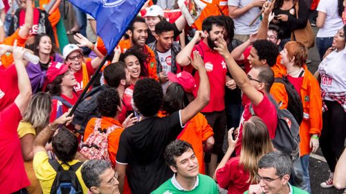 Protesters demonstrate against austerity in Rio de Janeiro, Brazil. (AAP)