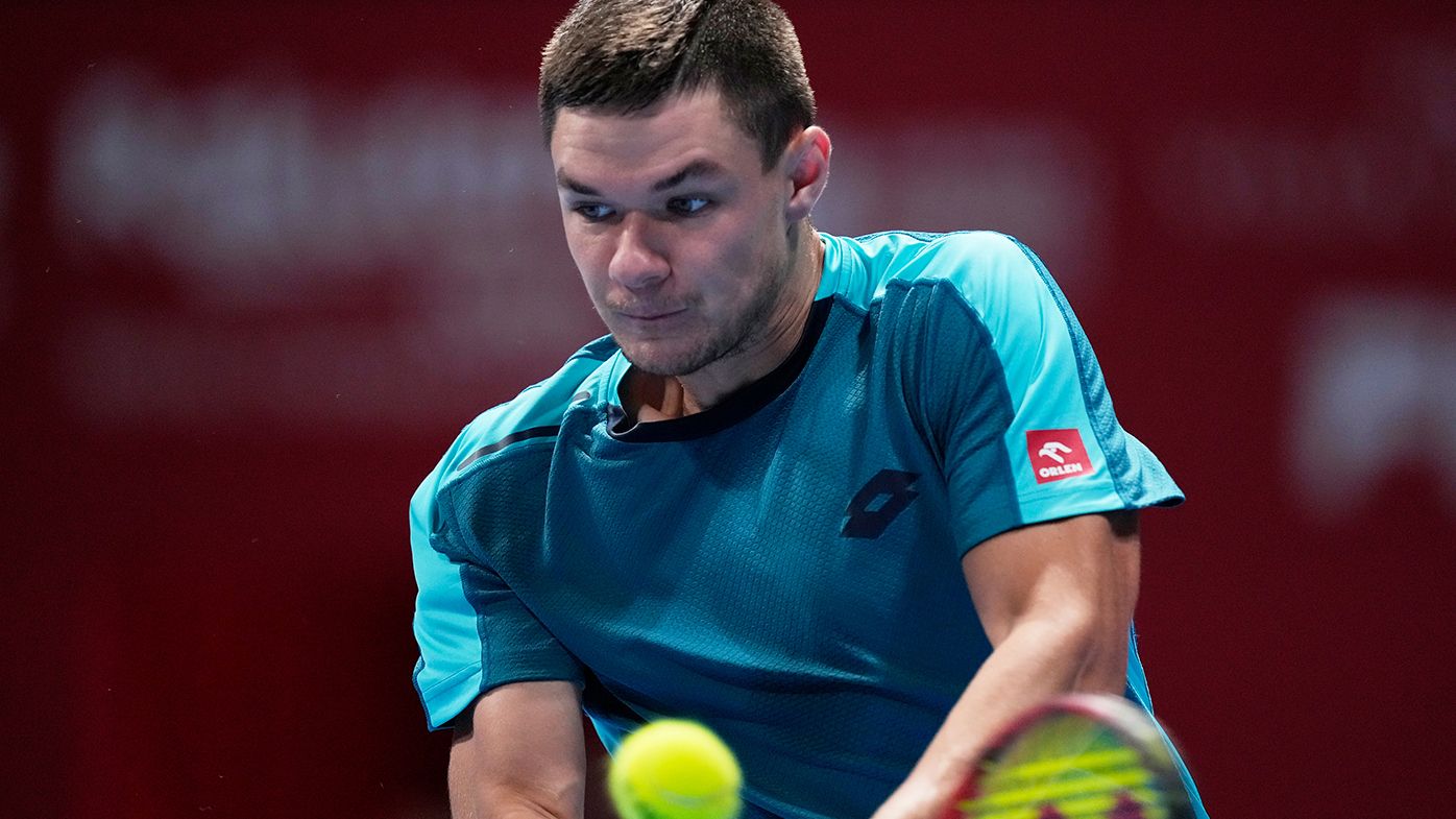Kamil Majchrzak of Poland during a match against Nick Kyrgios in Tokyo in October.