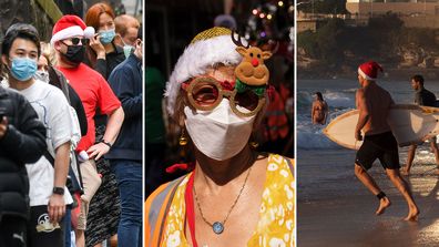 Three people celebrating Christmas in Australia