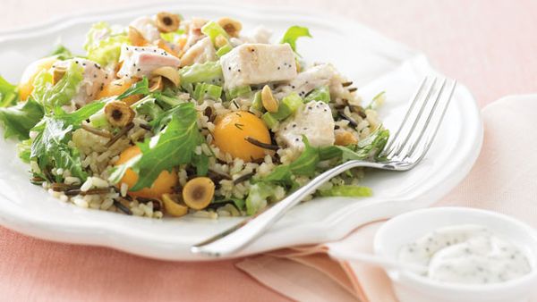 Chicken, rice and melon salad