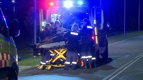 One of the injured men was loaded into an ambulance and taken to Westmead hospital with serious facial injuries.