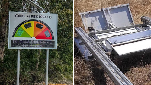 Unknown thieves in the town of Koonoomoo cut down the automated sign yesterday.