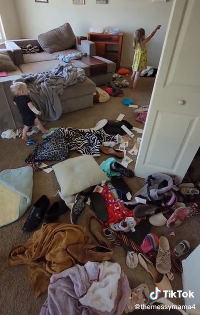 Woman shares video of her house after not cleaning for four days.