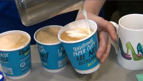 Many coffee shops in Australia have moved away from takeaway cups and urged customers to bring their own instead. Picture: 9NEWS