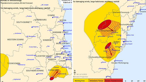 Multiple severe storm warnings have been issued across NSW, Queensland.