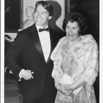 Arnold Schwarzenegger and his mum.