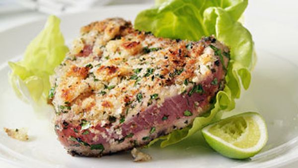 Tuna with parsley & mint crust