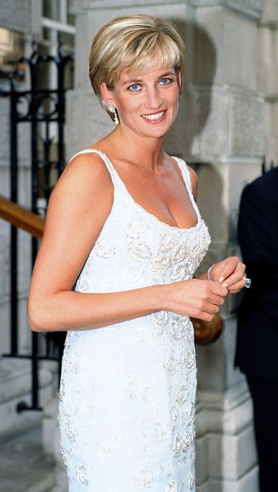 Diana The Princess Of Wales Attends A Gala Reception & Preview Of Her 'Dresses Auction' At Christies In London in June 1997