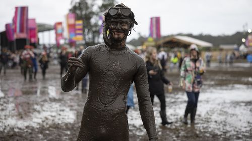 A snorkeler is seen during Splendour in the Grass 2022 at North Byron Parklands on July 22