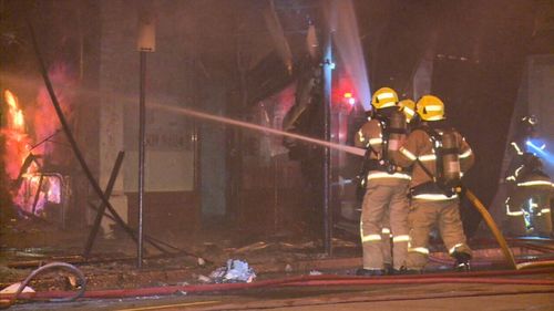 Fire crews at the scene overnight. (9NEWS)